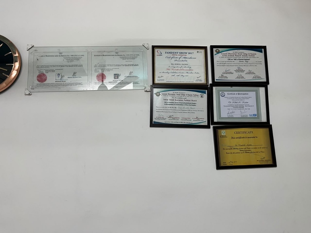 Official Doctor Certificates and Dental Council Registrations Wall